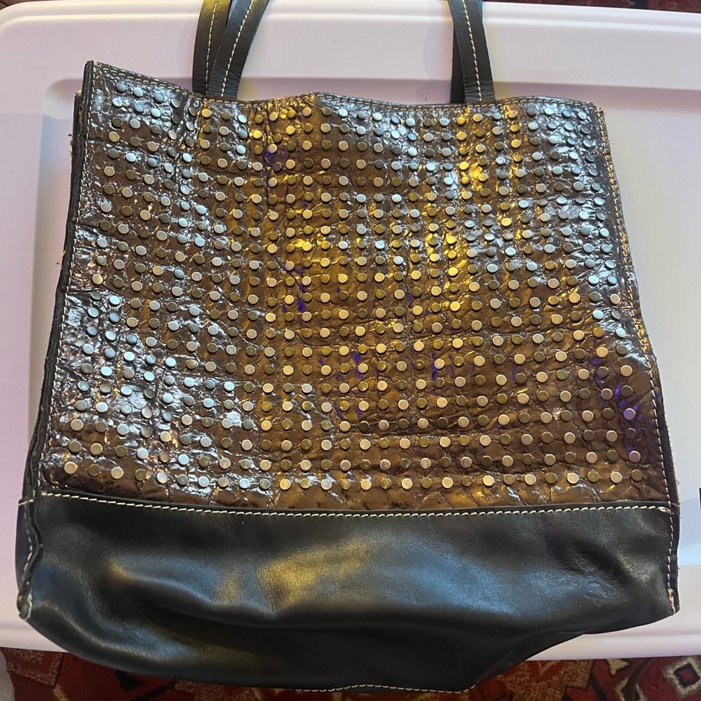 Patricia Nash Stylish Black and Gold Tote Bag